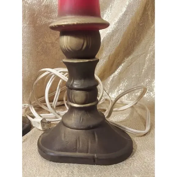 Vintage Pair 1960's Blow Mold Plastic Christmas Candle Holder Flame Bulb READ - Picture 2 of 16